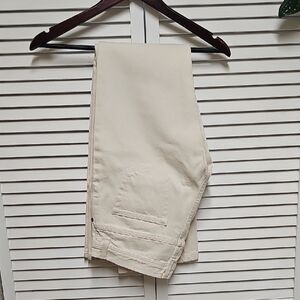 NWOT Vintage DKNY Cream Women's Slim Jeans 100% Cotton Open Calf/Split Leg Sz 6